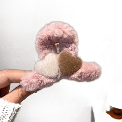 Бледно-Розовый Люблю плюшевые заколки для волос заколки для волос, женские заколки для густых волос, розовый жемчуг, 80 мм