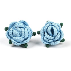 Deep Sky Blue Cotton Knitting Artificial Flower, Ornament Accessories, Deep Sky Blue, 56x61.5x39mm