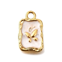 Желтая Старая Ткань  304 подвески из нержавеющей стали, с эмалью, прямоугольник с подвесками в виде бабочек, золотые, старое кружево, 15.5x9x2 мм, отверстие : 2 мм