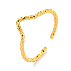 Настоящее золото 18K Ионное покрытие (IP) 304 V-образное открытое кольцо-манжета из нержавеющей стали для женщин, реальный 18 k позолоченный, регулируемый