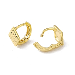 Chapado en Oro Real de 24K Pendientes de aro gruesos con rombos de latón para mujer., sin plomo y cadmio, real 24 k chapado en oro, 9x9.5x6.5 mm, pin: 0.9 mm