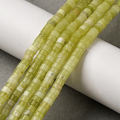 Лимонный Нефрит Натуральные нефритовые бусины, цвет лимона , диск, Heishi бусы, 4x2~2.5 мм, отверстие : 1 мм, около 170 шт / нитка, 15.35'' (39 см)