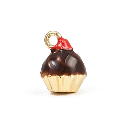 Коричневый Сплав эмали прелести, золотые, торт, кофе, 11.5x8.5 мм, отверстие : 1.6 мм