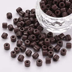 Coconut Brown Opaque Glass Bugle Beads, Round Hole, Coconut Brown, 4x5mm, Hole: 1.6mm, about 2250pcs/bag