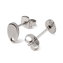 Нержавеющая Сталь Цвет Не тускнеет 304 фурнитура для сережек-гвоздиков из нержавеющей стали, с петлей и плоской пластиной, слеза, цвет нержавеющей стали, 8x5 мм, отверстие : 1 мм, штифты : 0.8 мм