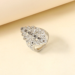 Серебро Кольца из сплава и страз, лист, серебряные, размер США 10 (19.8 мм)