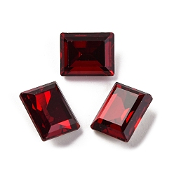 Сиамский Стеклянные стразы кабошоны, задние и задние, граненые, прямоугольные, Сиам, 10x8x5 мм