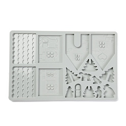 Серый Рождественские пряники для пищевых продуктов силиконовые формы, формы помады, для украшения торта поделки, цвет шоколада, конфеты, изготовление ювелирных изделий на основе смолы и эпоксидной смолы, серые, 284x182x8 мм, Внутренний диаметр: 21~98x18~91 мм.