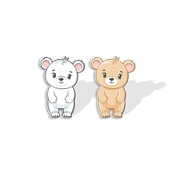 (52) Непрозрачная лаванда Пластиковые серьги-гвоздики в виде медведя для женщин, разноцветные, 15 мм