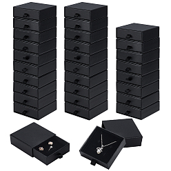 Black Paper Jewelry Drawer Boxes, Square, Black, 8.3x8.1x3.05cm