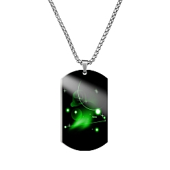 Aries Non-Tarnish Stainless Steel Constellation Tag Pendant Necklace with Box Chains, Aries, 23.62 inch(60cm)