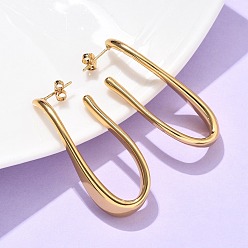 Золотой 304 U-образные серьги-гвоздики из нержавеющей стали, ионное покрытие (ip), золотые, 46.5x8x18.5 мм