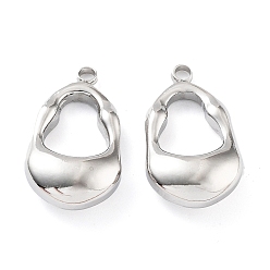 Stainless Steel Color Non-Tarnish 201 Stainless Steel Pendants, Teardrop Charm, Stainless Steel Color, 22x12.5x6mm, Hole: 2mm