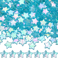 Небесно-голубой 300 шт. Экологически чистые прозрачные акриловые бусины., звезда, AB цвет, голубой, 10x4 мм, отверстие : 1.5 мм