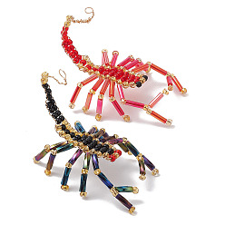 (52) Непрозрачная лаванда 2Подвески из стеклянного бисера, шарм скорпиона, разноцветные, 70x30x30 мм, отверстие : 2 мм
