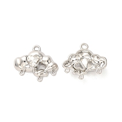 Прозрачный Сплав ссылки люстра компонент, со стеклом, платиновый оттенок, без свинца и без кадмия, облако с сердцем, прозрачные, 18.5x21x5 мм, отверстие : 1.8 мм