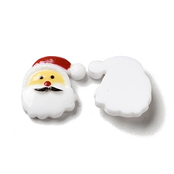 White Christmas Opaque Resin Cabochons, Santa Claus, White, 18.5x19x5.5mm