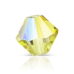 80250 200 Acid Yellow AB Хрустальные бусины preciosa®, чешский хрусталь, биконус(451 69 302 рондель), 80250 200 кислотно-желтый ab, 6 мм, отверстие: 1 мм