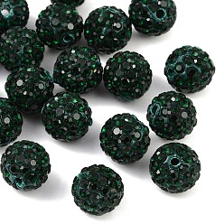 Морско-зеленый Ближний Восток шариков Rhinestone, с полимерной глиной, круглый Pave дискотечный шар бисер, цвета морской волны, С. 13 (1.9~2 мм), 10 мм, отверстие : 1.5 мм