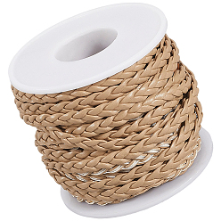 Бежевый 10 плоские плетеные шнуры из искусственной кожи, фурнитура елочки для браслета, бежевые, 5x2 мм