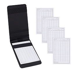 Black 1Pc Imitation Leather Book Covers, Rectangle, with 5Pcs Golf Scorecard Scorecard Recording Paper, Black, 190x108x11mm