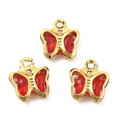 Коричневый Стеклянные прелести, бабочка, с латунной фурнитурой , долговечный, золотые, коричневые, 8.5x7x2 мм, отверстие : 1 мм