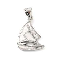 Платина Латунь эмаль подвески, корабельные прелести, с естественной оболочке, долговечный, стойки покрытие, платина, 18x13.5x2.5 мм, отверстие : 4.5x3.5 мм