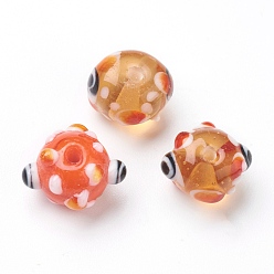 Coloré Fait main perles au chalumeau cahoteuses, oeil, colorées, 12.5~14x12.5~14mm, Trou: 1.8mm, Environ 40 pcs/chapelet, 14.96 pouce (38 cm)