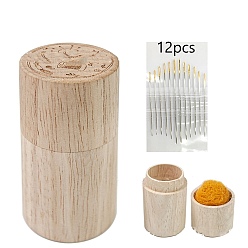 Оранжевый Иглы из железной пряжи, тупые иглы с большим ушком, для вышивки крестом, вязание, вышивка лентами, с деревянной коробкой, оранжевые, 40x85 мм