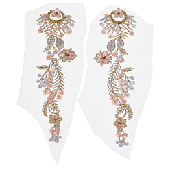 Персиковый Слойка 1 пара цветочных полиэстеровых ниток для вышивки, приклеиваемых и пришиваемых термоклеем, аппликации из ткани, розовые, 370x120x3.5 мм