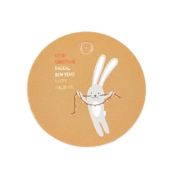 Разноцветный Бумажные подарочные бирки, хэндж теги, для декоративно-прикладного искусства, на Рождество, плоский круг с рисунком кролика, красочный, 30x0.3 мм, отверстие : 3 мм