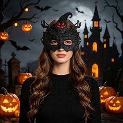 Others Polyester Glitter Masquerade Eye Mask, Halloween Half Face Mask Women Cosplay Party Costume Accessory, Demon, 170x203x5mm