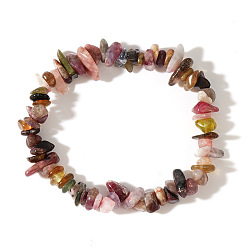 Турмалин Натуральные разноцветные турмалиновые бусины, эластичные браслеты для женщин и мужчин, 6.89 дюйм (17.5 см)