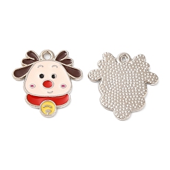 Олень Рождественские эмали сплава подвески, платина, олень, 18.5x18x1 мм, отверстие : 1.6 мм
