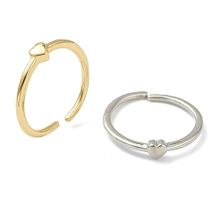 (52) Непрозрачная лаванда Латунь манжеты кольца, открытые кольца, долговечный, сердце, разноцветные, размер США 6, внутренний диаметр: 17 мм