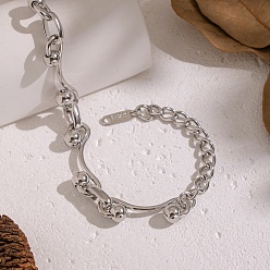 Нержавеющая Сталь Цвет 304 женские браслеты-цепочки со звеньями из нержавеющей стали, цвет нержавеющей стали, 6-7/8 дюйм (17.5 см)