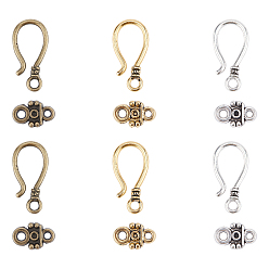 Mixed Color Alloy Hook Clasps, For Leather Cord Bracelets Making, Lead Free & Nickel Free, Mixed Color, 14x7x2mm, 3 colors, 30sets/color, 90sets/box