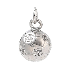 Platine Pendentifs en laiton plaqué micro-pavé de zircone cubique transparente pour supports sportifs, charme de football, avec anneau de saut, sans cadmium et sans plomb, plaqué longue durée, platine, 13x10mm, Trou: 3.5mm