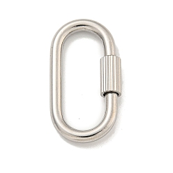 Oval 304 Stainless Steel Screw Carabiner Lock Charms, for Necklaces Making, Oval, 31.5x16x3mm