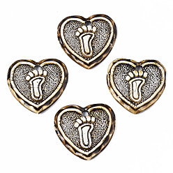 Saddle Brown Handmade Porcelain Big Pendants, Heart with Footprint, Saddle Brown, 48~50x46~47.5x10~11.5mm, Hole: 5mm