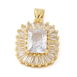 Настоящее золото 18K Латунные микро проложить кубического циркония подвески, прямоугольные, без свинца и без кадмия, долговечный, реальный 18 k позолоченный, 20x16x8 мм, отверстие : 4 мм