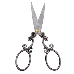 Gunmetal 201 Stainless Steel Sewing Embroidery Scissors, Flower Handcraft Scissors for Needlework, Gunmetal, 130mm