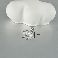 Crown G23 серьги из титанового сплава для хряща, микропаве из кубического циркония и имитации опала, цвет нержавеющей стали, корона, 8 мм