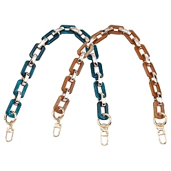 Mixed Color 2Pcs 2 Colors Acrylic Cable Chains Bag Handles, with Alloy Clasps, Bag Replacement Accessories, Mixed Color, 46cm, 1pc/color