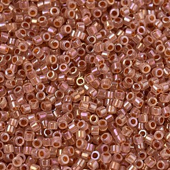 (DB1733) Dark Peach Lined Opal AB MIYUKI Delica Beads, Cylinder, Japanese Seed Beads, 11/0, (DB1733) Dark Peach Lined Opal AB, 1.3x1.6mm, Hole: 0.8mm, about 20000pcs/bag, 100g/bag