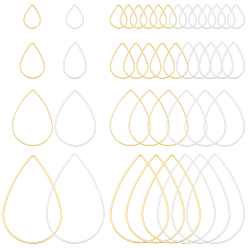 Золотой & Серебряный 160шт. 8 стили латунные соединительные кольца, слеза, золотой и серебряный, 11~35x7~28x1 мм, 20 шт / стиль