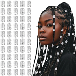 Plata 300 piezas de aluminio rastas perlas decoración del cabello, puños de pelo en espiral, plata, 9x8 mm, agujero: 7 mm