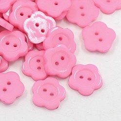 Pink Акриловые швейные пуговицы, для одежды , пластиковые пуговицы , 2-луночное, окрашенные, цветок Wintersweet, розовые, 20x2 мм, отверстие : 1 мм
