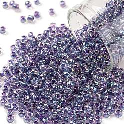 (774) Dark Purple Lined Crystal Rainbow Тохо 8/0 круглые бусины, японский бисер, (774) темно-фиолетовая кристальная радуга, 8/0, 3 мм, отверстие : 1 мм, Около 222 шт / 10 г