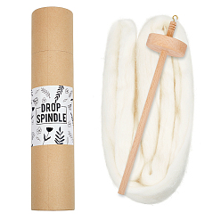 Желтая Старая Ткань  Прялка из дерева, с шерстью, старое кружево, 526x70 мм